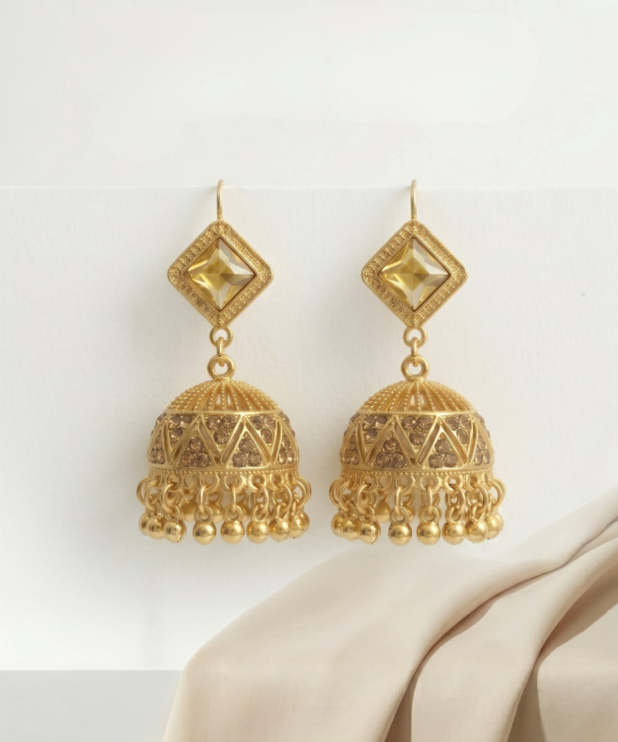 Golden Prism Jhumka Earrings