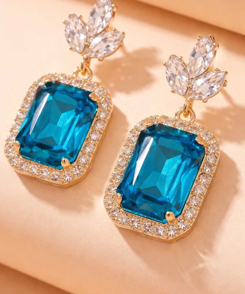 Ocean Blue Stone Drop Earrings